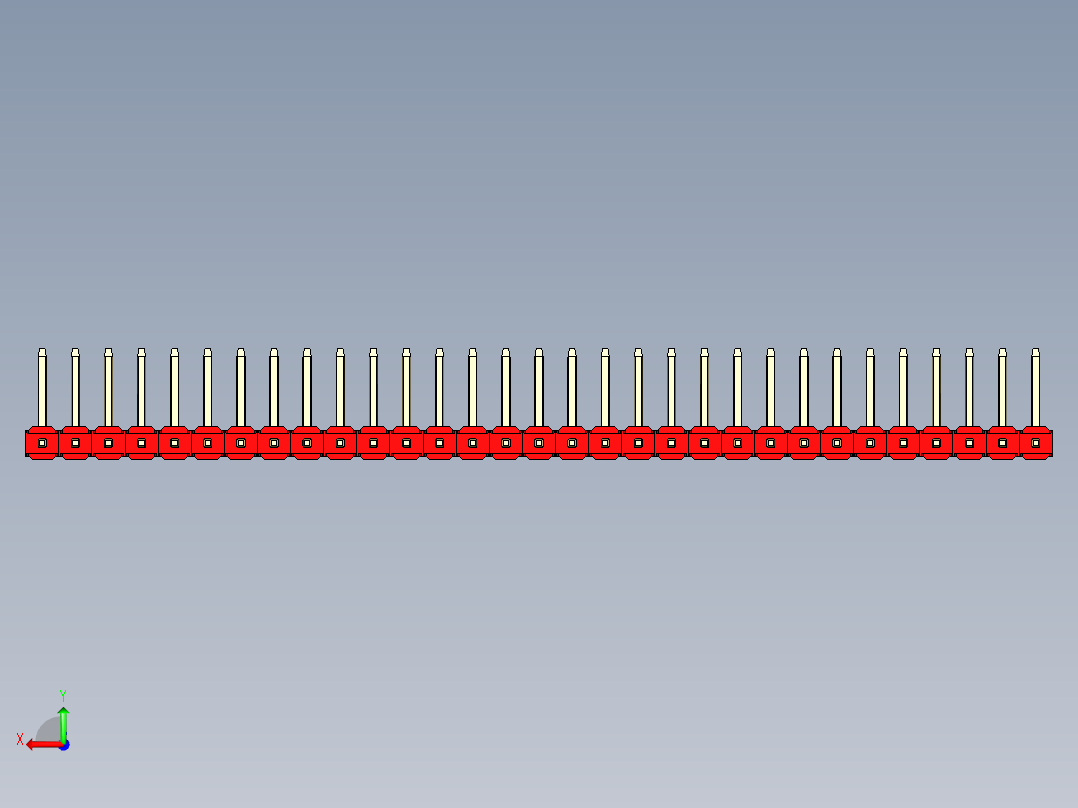 彩色公排针 100mil 2.54mm 系列-DS1022_red_31p_100mil_TypeU_rev1.0后视图