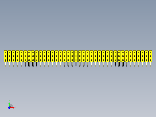 彩色公排针 100mil 2.54mm 系列-DS1022_yellow_3x38p_100mil_TypeD_rev1.0前视缩略图