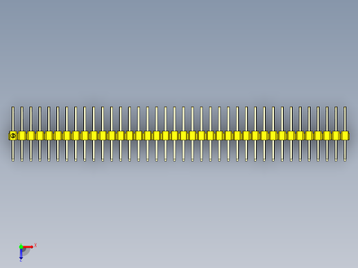 彩色公排针 100mil 2.54mm 系列-DS1022_yellow_3x38p_100mil_TypeD_rev1.0俯视缩略图
