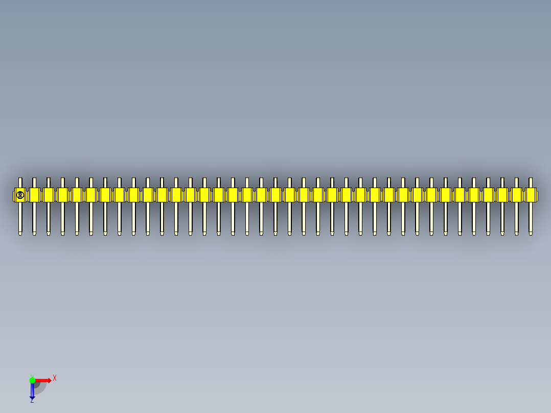 彩色公排针 100mil 2.54mm 系列-DS1022_yellow_1x37p_100mil_TypeD_rev1.0俯视图