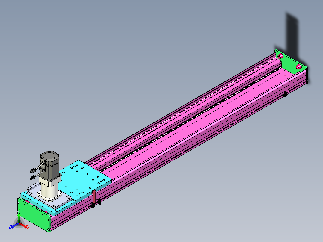 东锦齿条传动DH210G-L167-S1250-BU-减速机+P750W正等轴测图