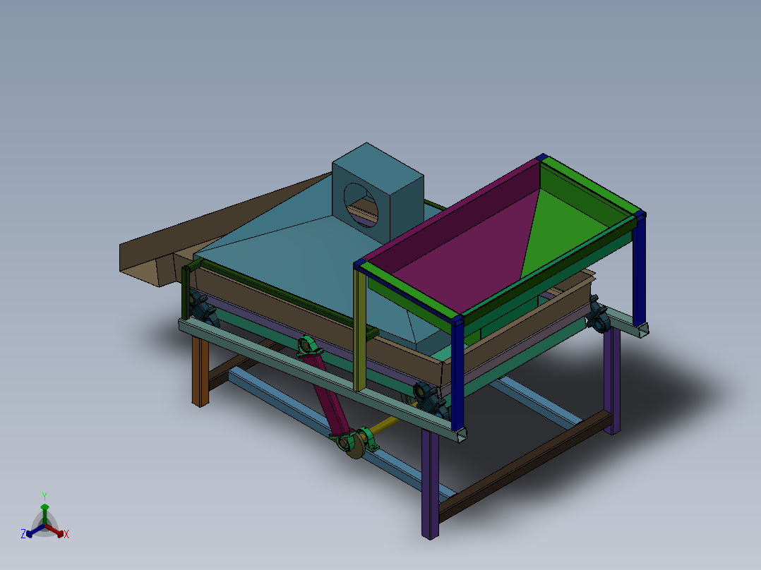 粮食振动筛正等轴测图