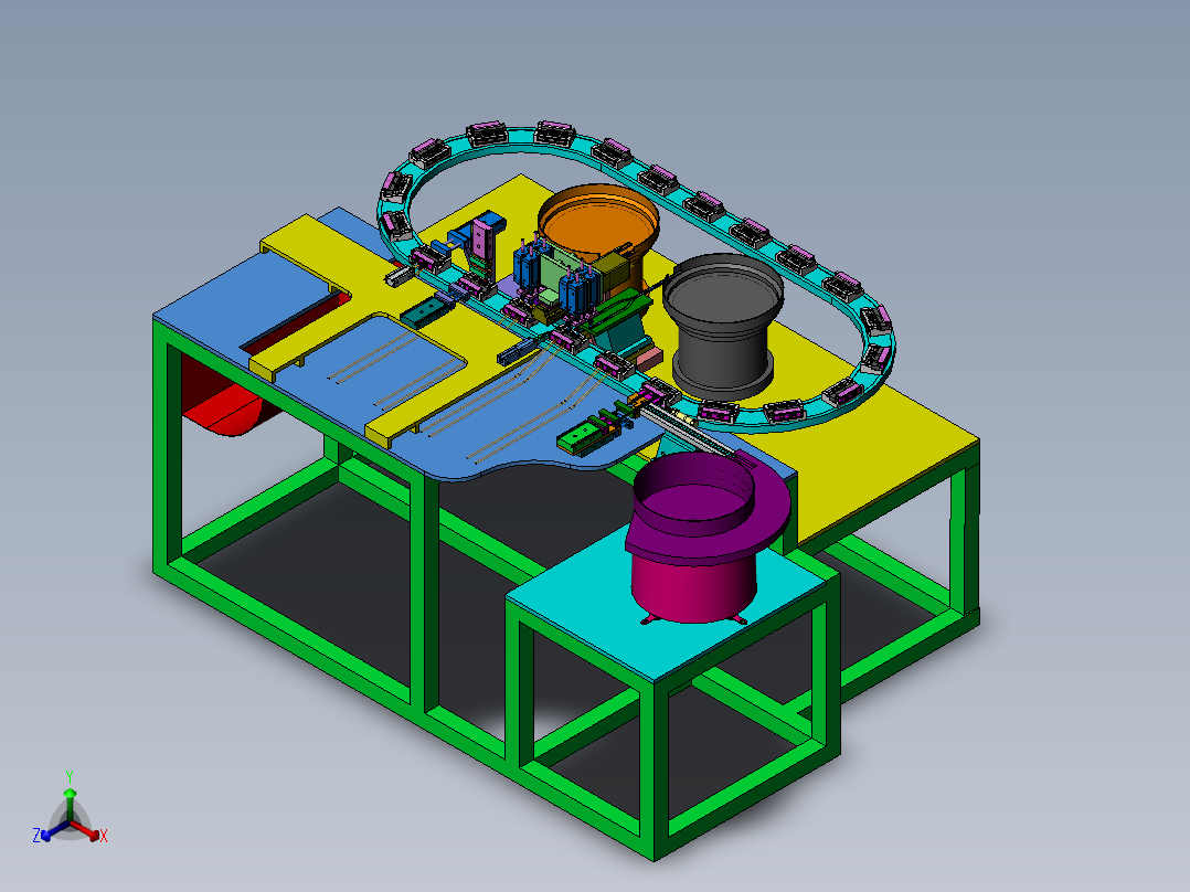 PTC器件环形装配线sw18正等轴测图