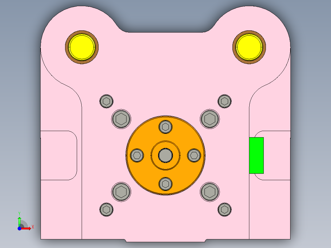 五孔方形垫片、端盖的落料冲孔复合模具设计-冲压模含proe三维及10张CAD图前视图