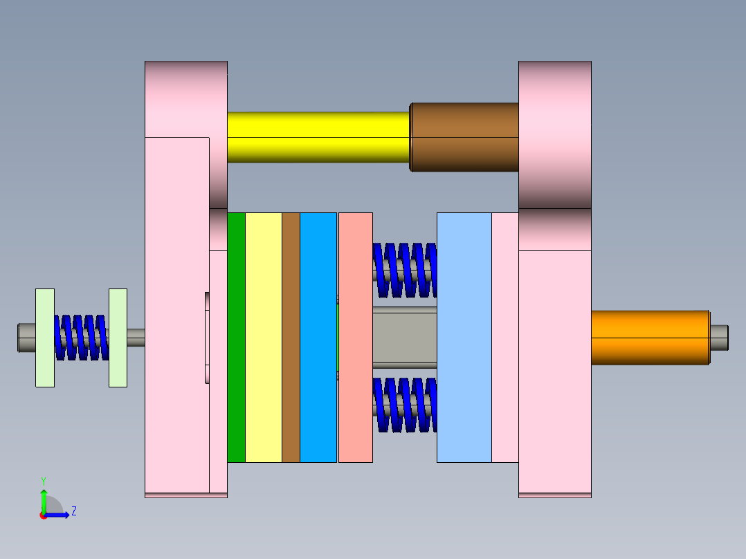 五孔方形垫片、端盖的落料冲孔复合模具设计-冲压模含proe三维及10张CAD图左视图
