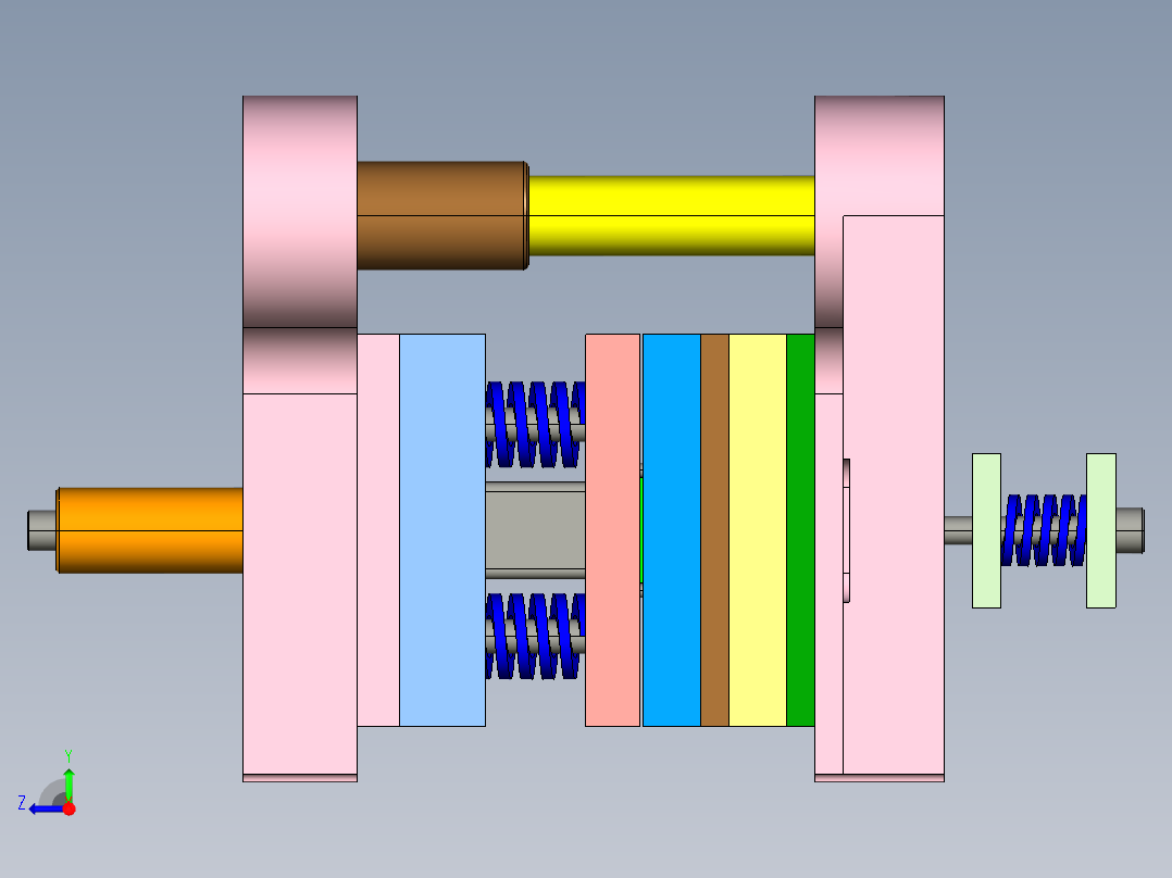 五孔方形垫片、端盖的落料冲孔复合模具设计-冲压模含proe三维及10张CAD图右视图