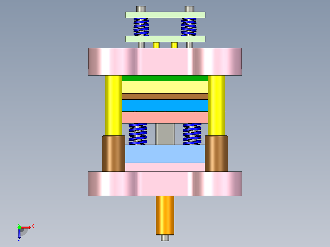 五孔方形垫片、端盖的落料冲孔复合模具设计-冲压模含proe三维及10张CAD图俯视图