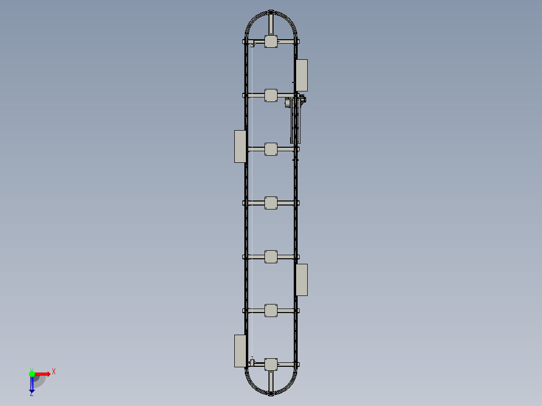 防抖动的悬挂链装置俯视图