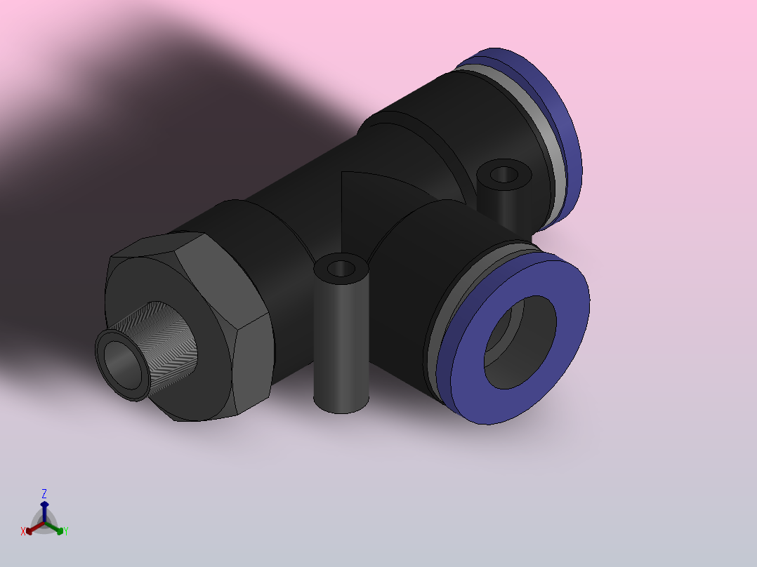 PD螺纹侧三通[PD12-01]正等轴测图