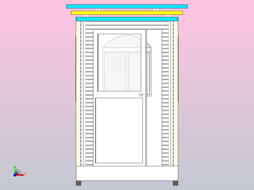 建筑 房屋 岗亭 钢结构前视图