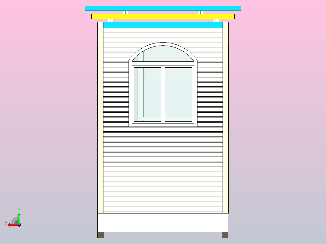 建筑 房屋 岗亭 钢结构后视图