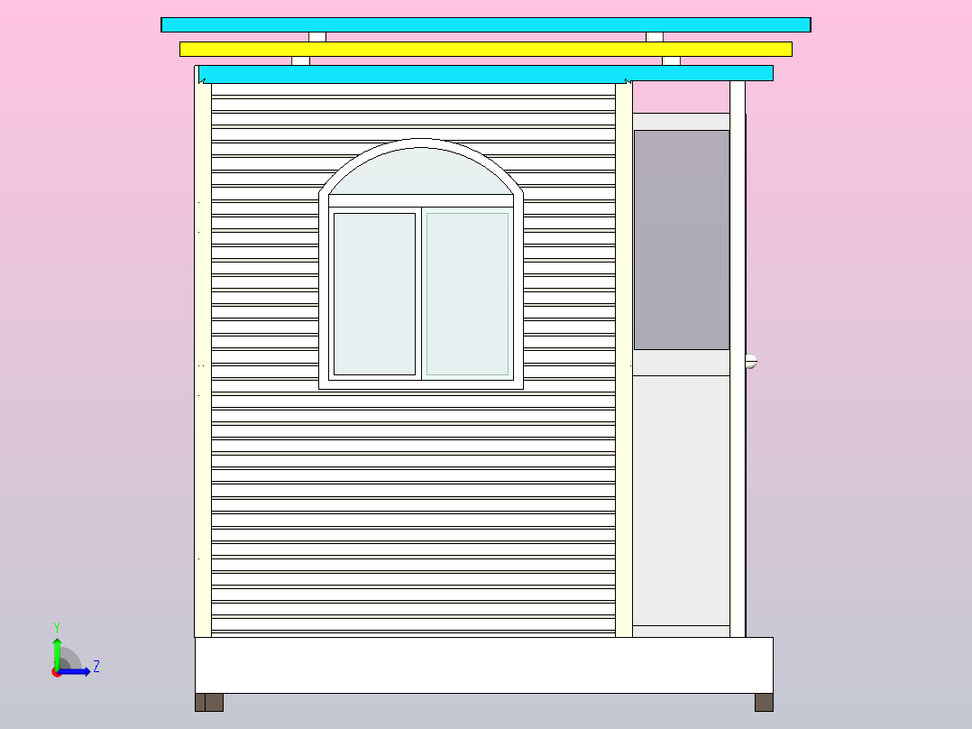 建筑 房屋 岗亭 钢结构左视图