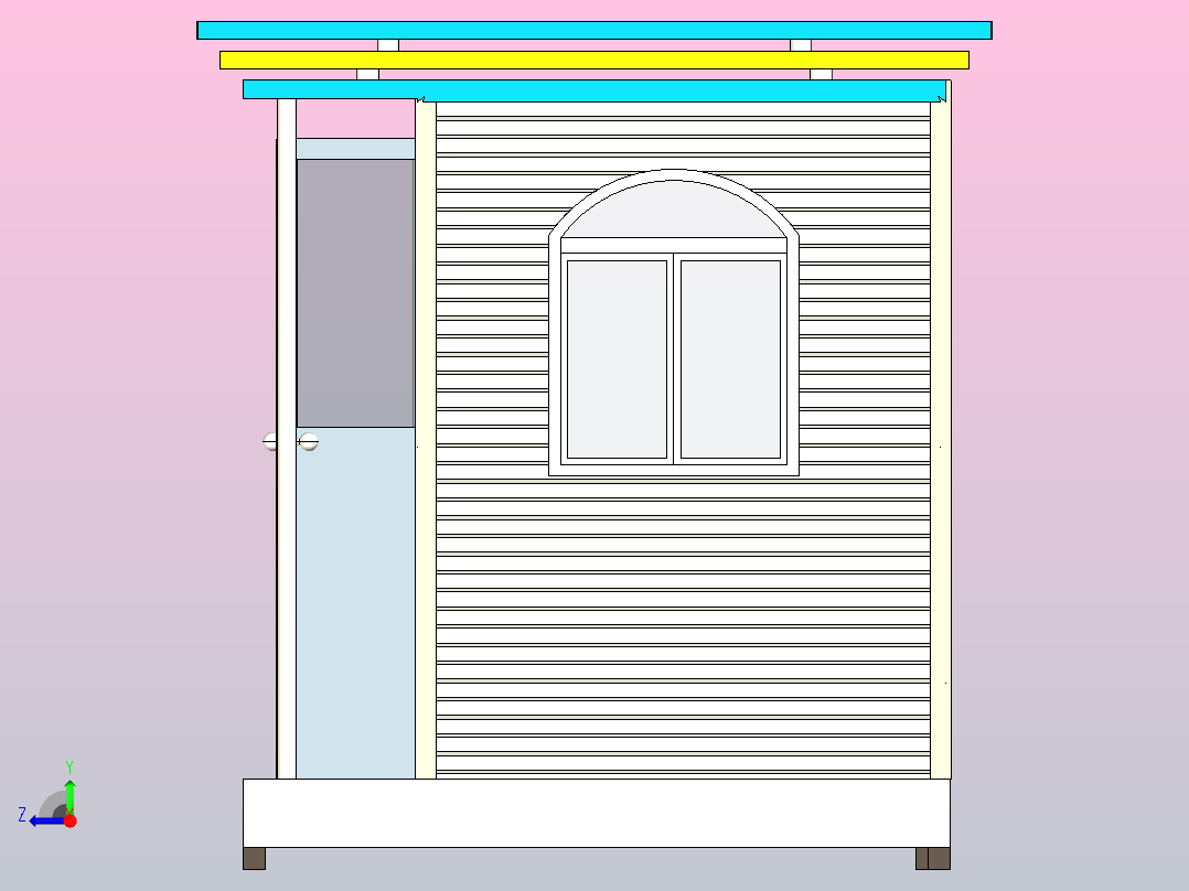 建筑 房屋 岗亭 钢结构右视图