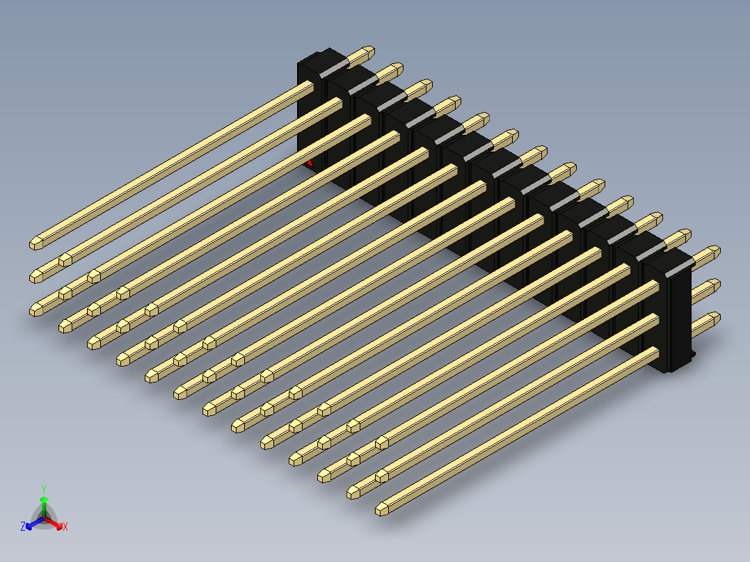 彩色公头100mil（2.54mm）系列-DS1021_black_3x13p_100mil_Type43_rev1.0主视图