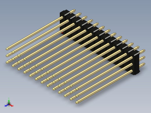 彩色公头100mil（2.54mm）系列-DS1021_black_3x13p_100mil_Type43_rev1.0正等轴测缩略图
