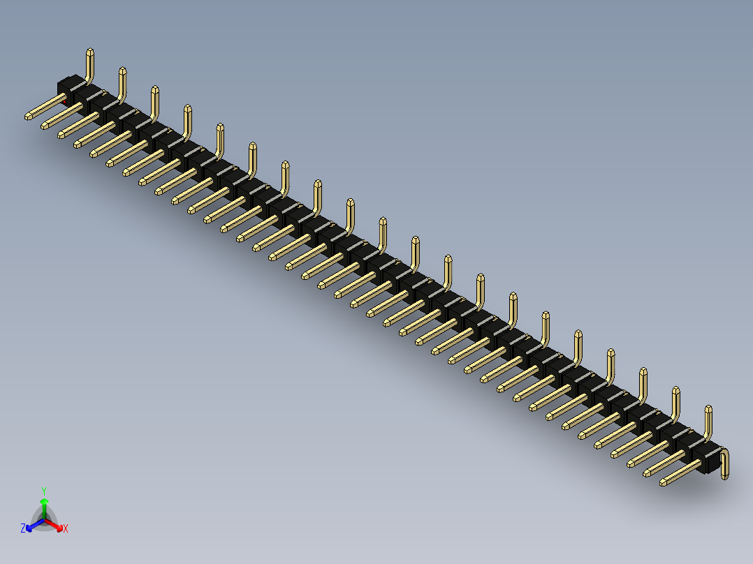 彩色公排针 100mil 2.54mm 系列-DS1022_black_40p_100mil_Type_SMT_R1_rev1.0正等轴测图
