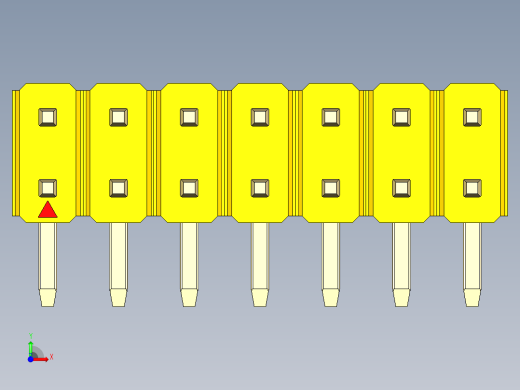 彩色公排针 100mil 2.54mm 系列-DS1022_yellow_2x07p_100mil_TypeD_rev1.0前视缩略图