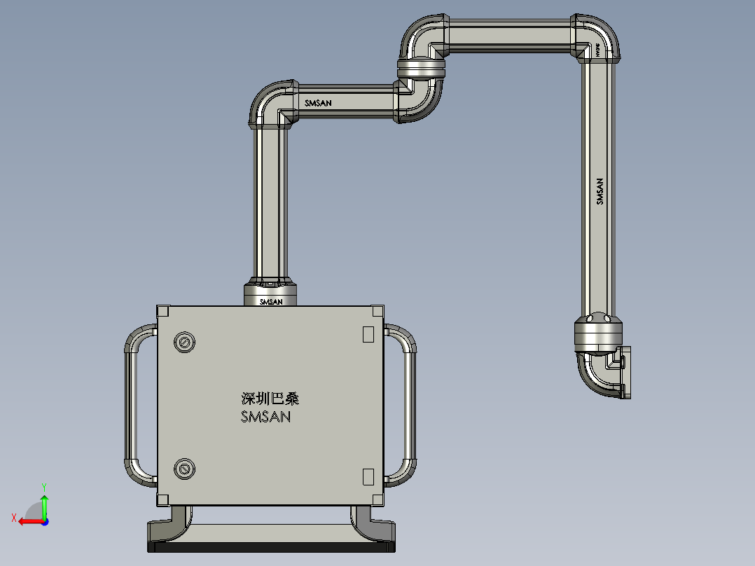 悬臂控制操控箱键盘支架-D4-垂直墙座-转角-中间连接器-转角-箱体链接器-500-200-250-300后视图