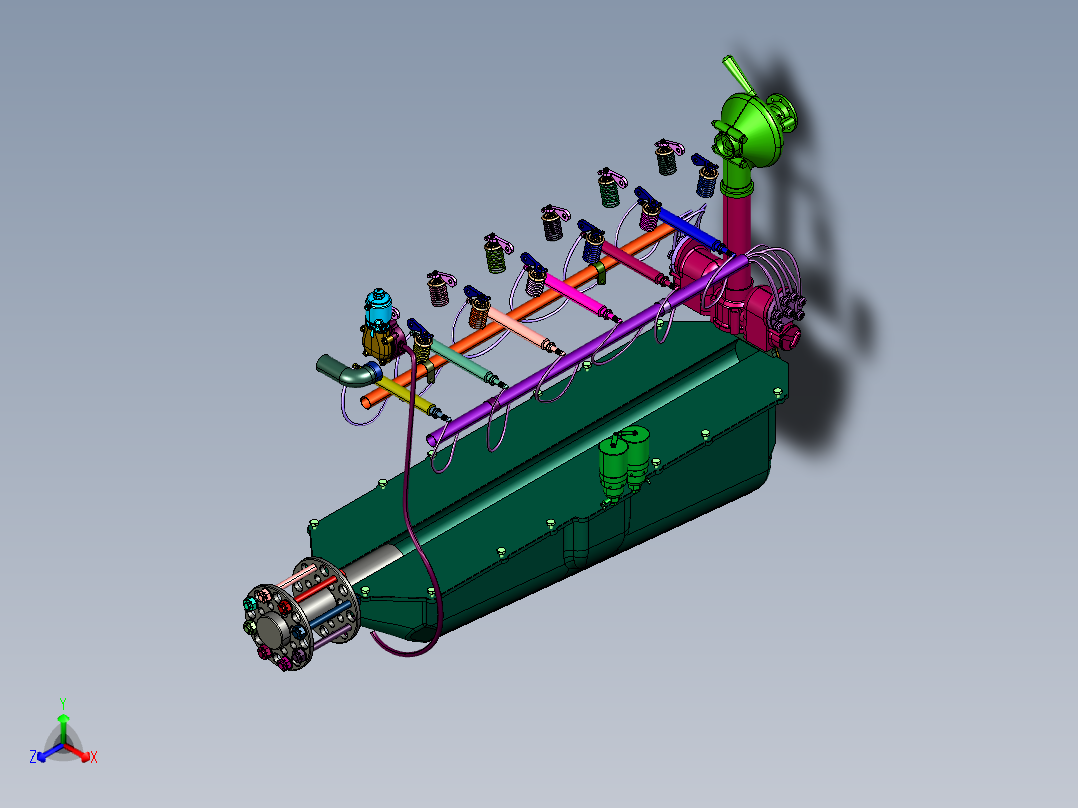 德国梅赛德斯航空引擎正等轴测图