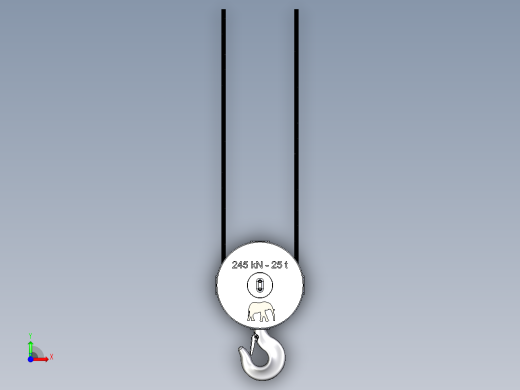 25T起重机吊钩吊具数模3D图纸 STEP格式前视缩略图