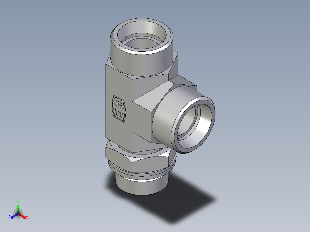 卡套式工业通用硬管接头EO_Adjustable_locknut_run_tee_LEE18LMOMDCF主视图