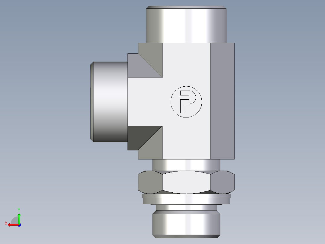 卡套式工业通用硬管接头EO_Adjustable_locknut_run_tee_LEE18LMOMDCF后视图