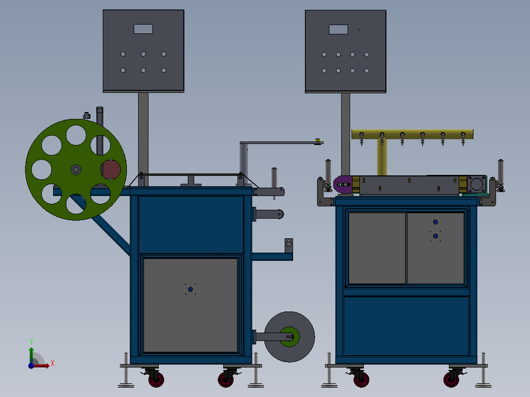 冷却收卷生产线（sw18可编辑+工程图+bom）前视图