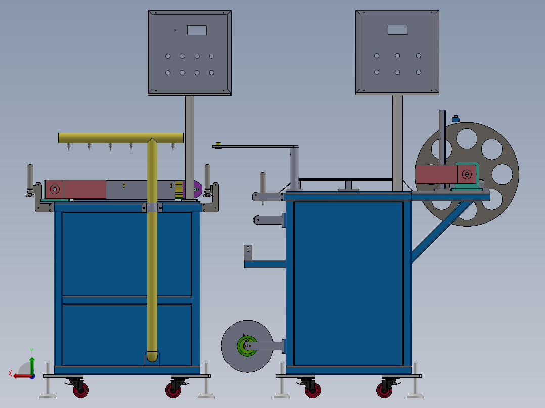 冷却收卷生产线（sw18可编辑+工程图+bom）后视图