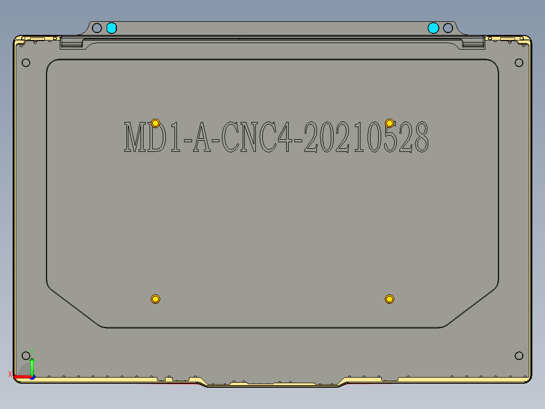 电脑A面金属外壳车铣外观面UG程序模型后视图