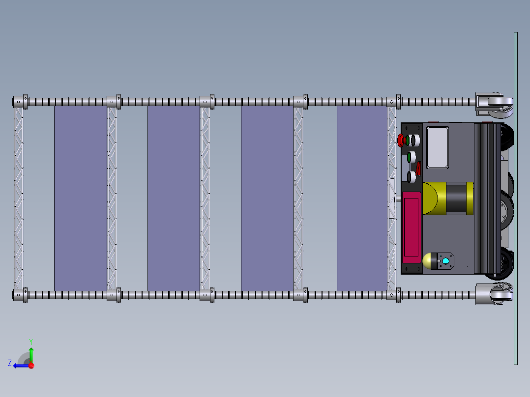 潜伏式AGV配料架AGV搬运小车右视图