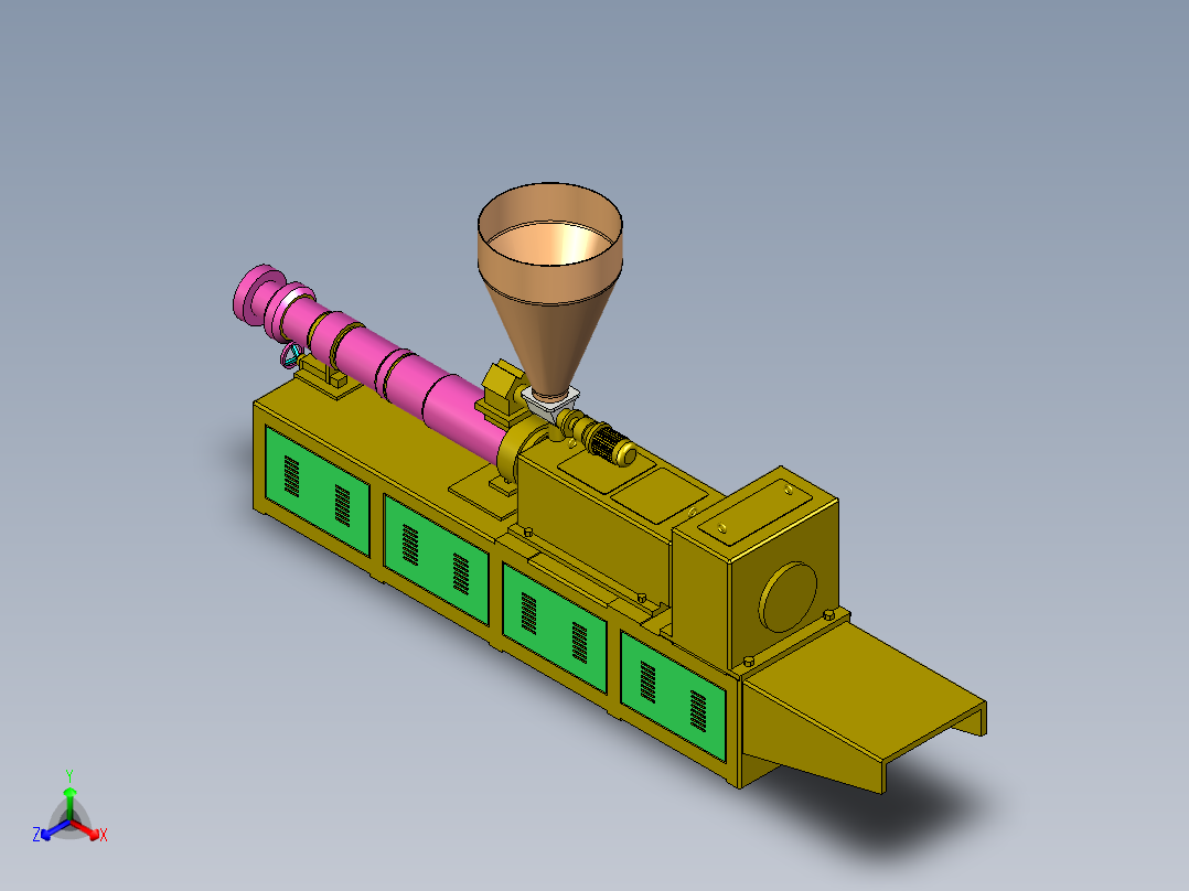 双螺杆挤出机正等轴测图