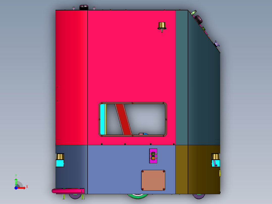 智能制造车间的无人运输车前视图
