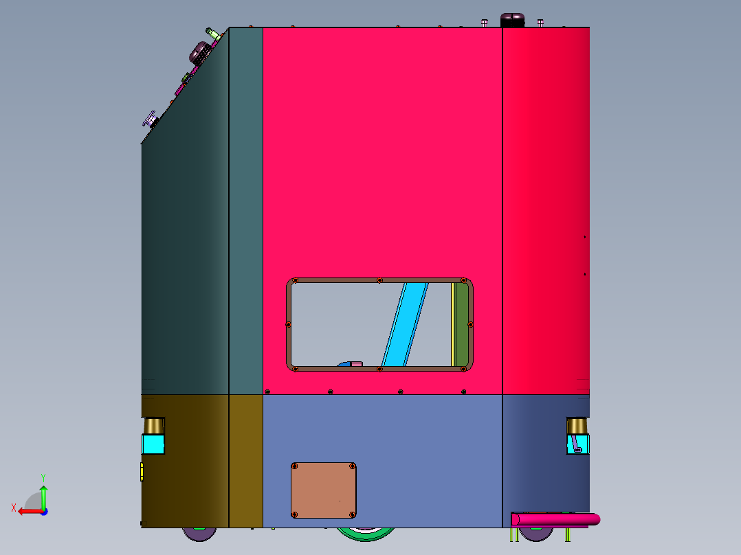 智能制造车间的无人运输车后视图