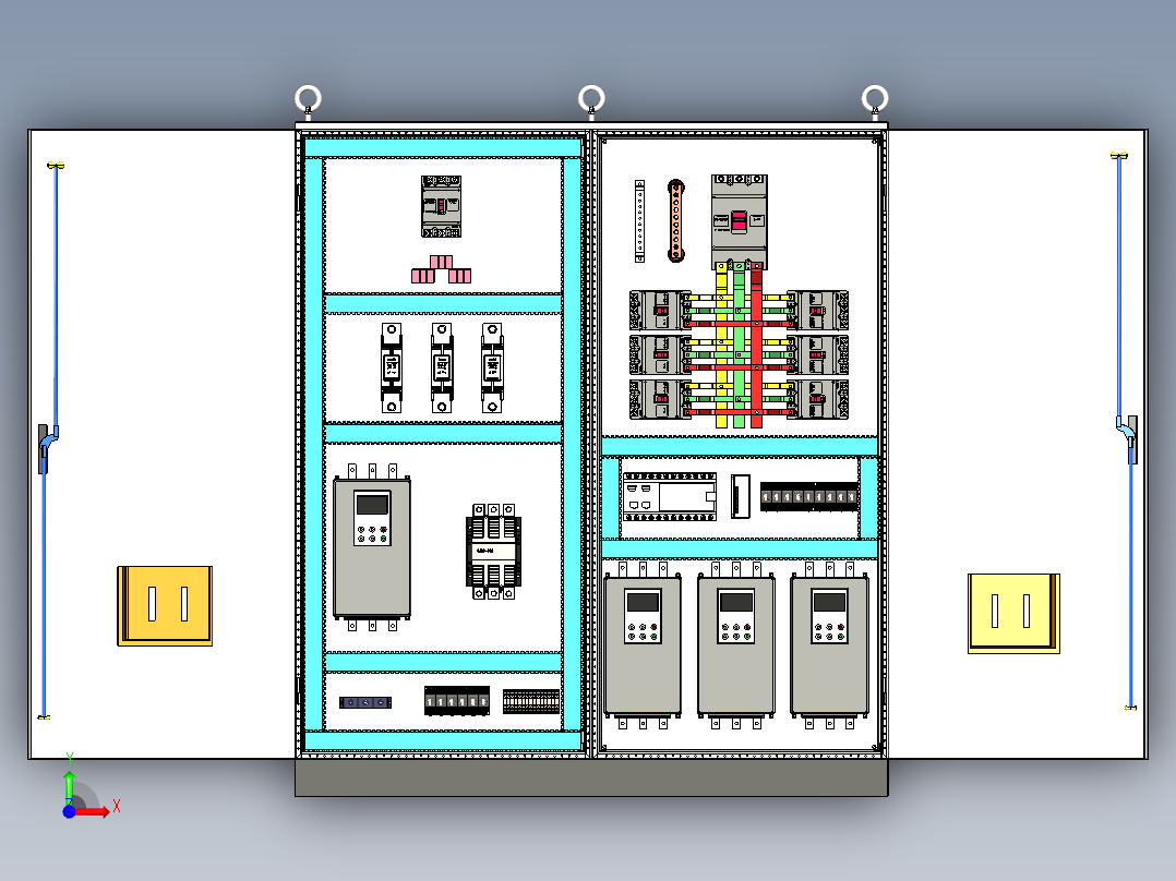 双柜组装软启动旁路630A竖装plc控制柜 56401前视图