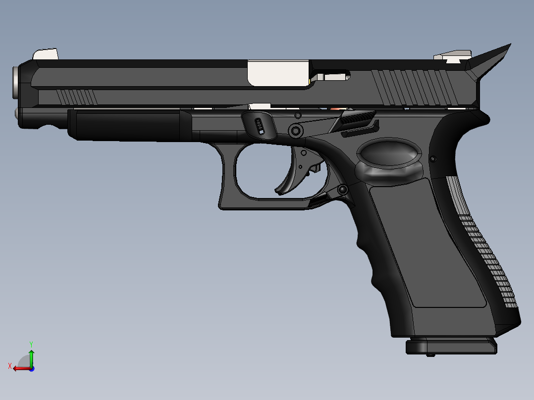 手枪左轮冲锋枪老式狙击步枪设计3D图纸Glock Ambidex MOD SW IGS后视图