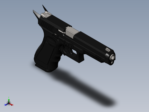手枪左轮冲锋枪老式狙击步枪设计3D图纸Glock Ambidex MOD SW IGS正等轴测缩略图