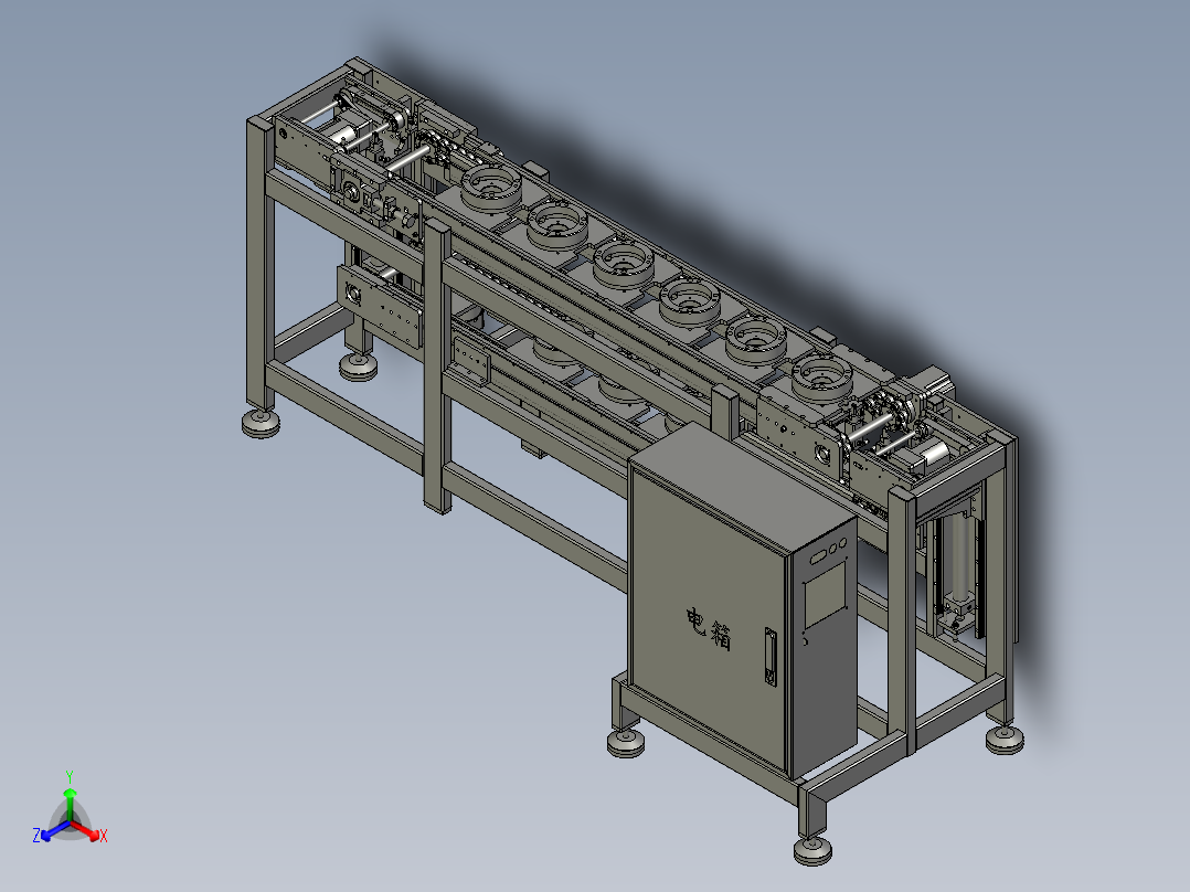 电机驱动的托盘输送机正等轴测图