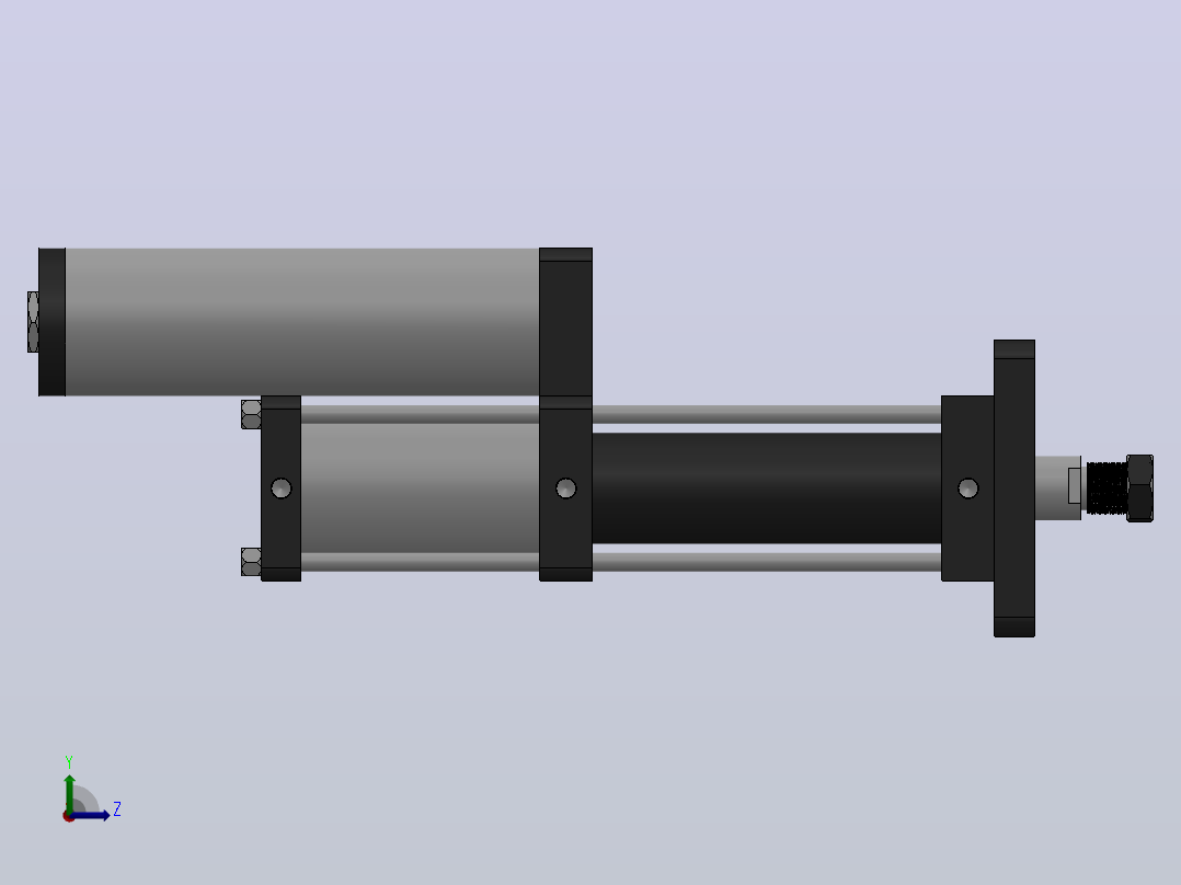 MPT-10T系列标准型[MPT-100-200-10-10T-M2-S1-0°]气压增压缸左视图