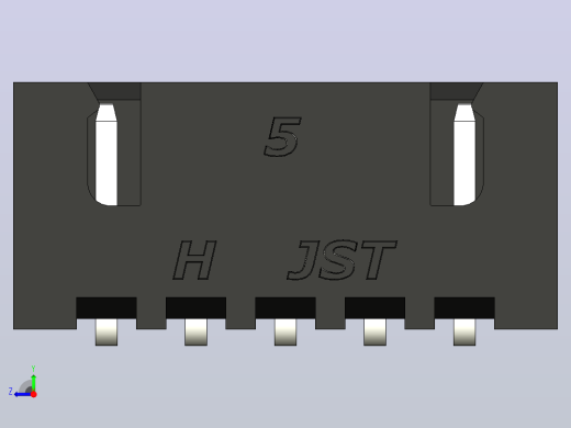 黑色JST XH 5针连接器P 2 54mm有角度右视缩略图