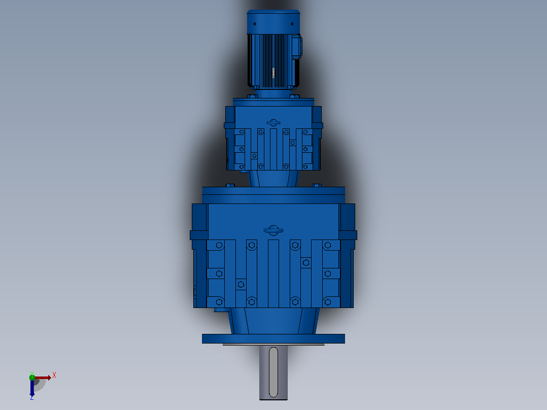 RF107R77法兰轴伸式组合型斜齿轮减速机RF107R77-Y0.18-4P-63-M1-0°-Φ350俯视图