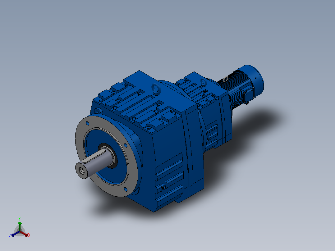 RF107R77法兰轴伸式组合型斜齿轮减速机RF107R77-Y0.18-4P-63-M1-0°-Φ350正等轴测图