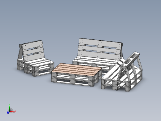 欧式托盘花园桌椅模型3D图纸 Solidworks设计