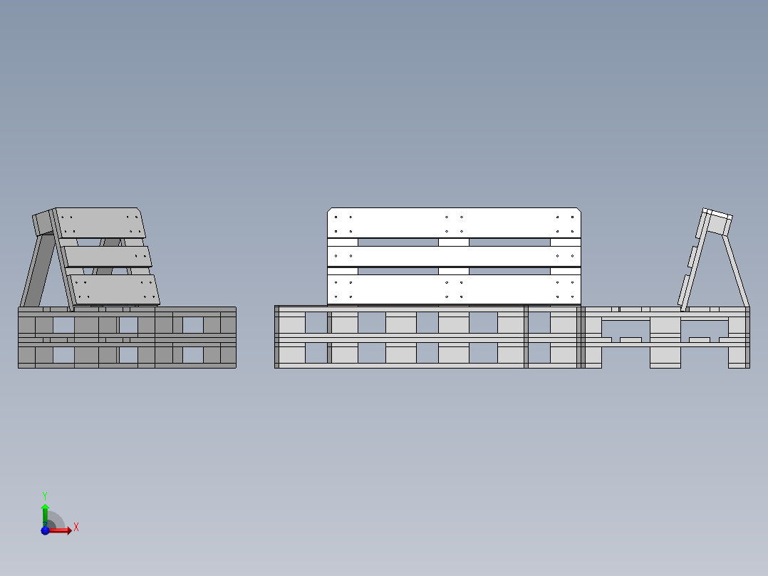 欧式托盘花园桌椅模型3D图纸 Solidworks设计前视图