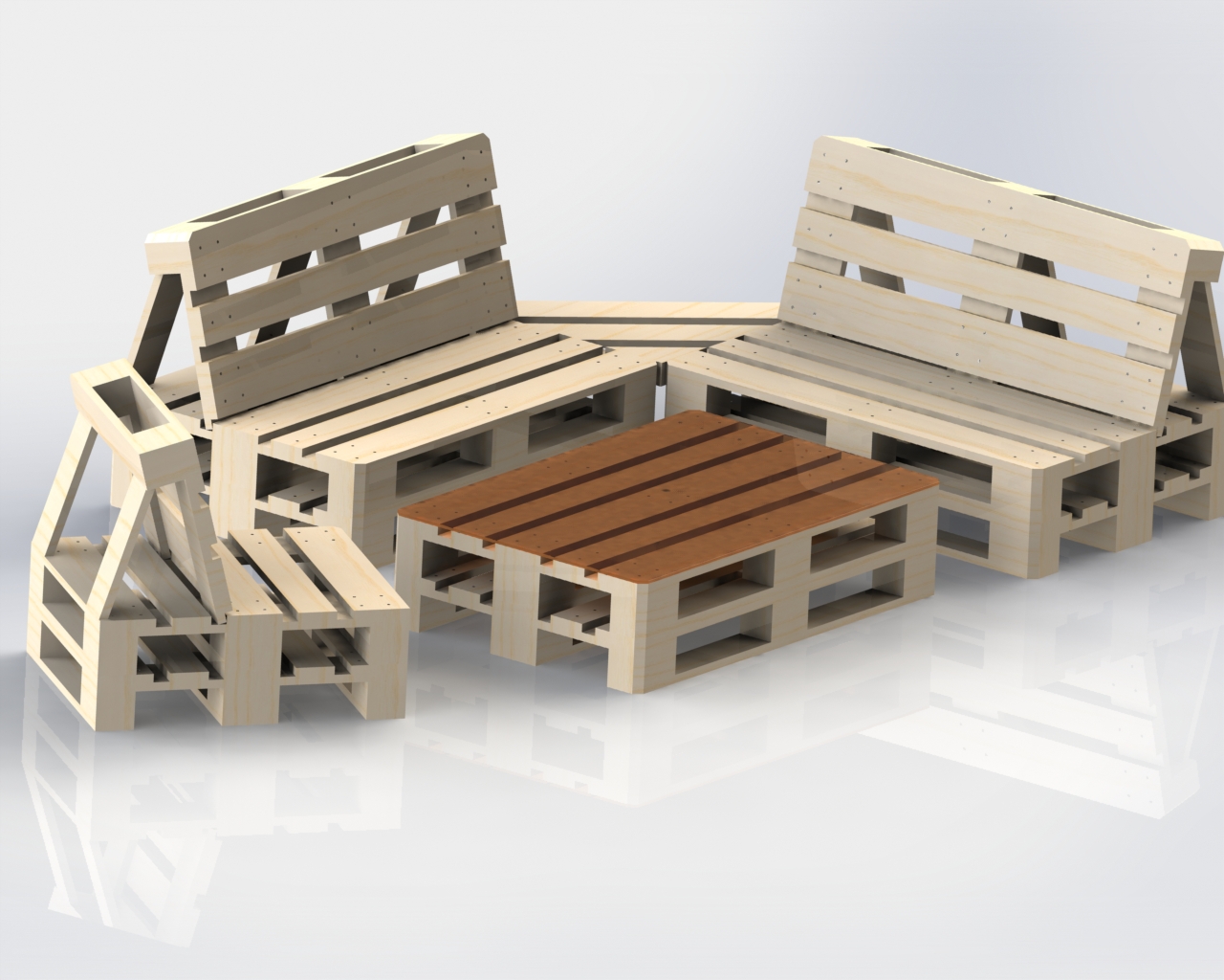 欧式托盘花园桌椅模型3D图纸 Solidworks设计