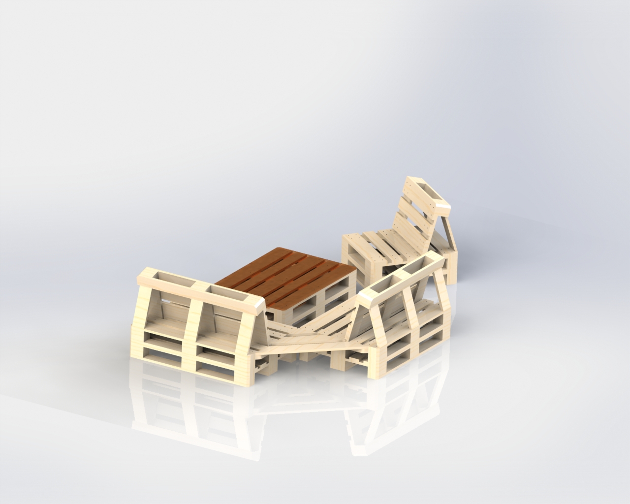 欧式托盘花园桌椅模型3D图纸 Solidworks设计