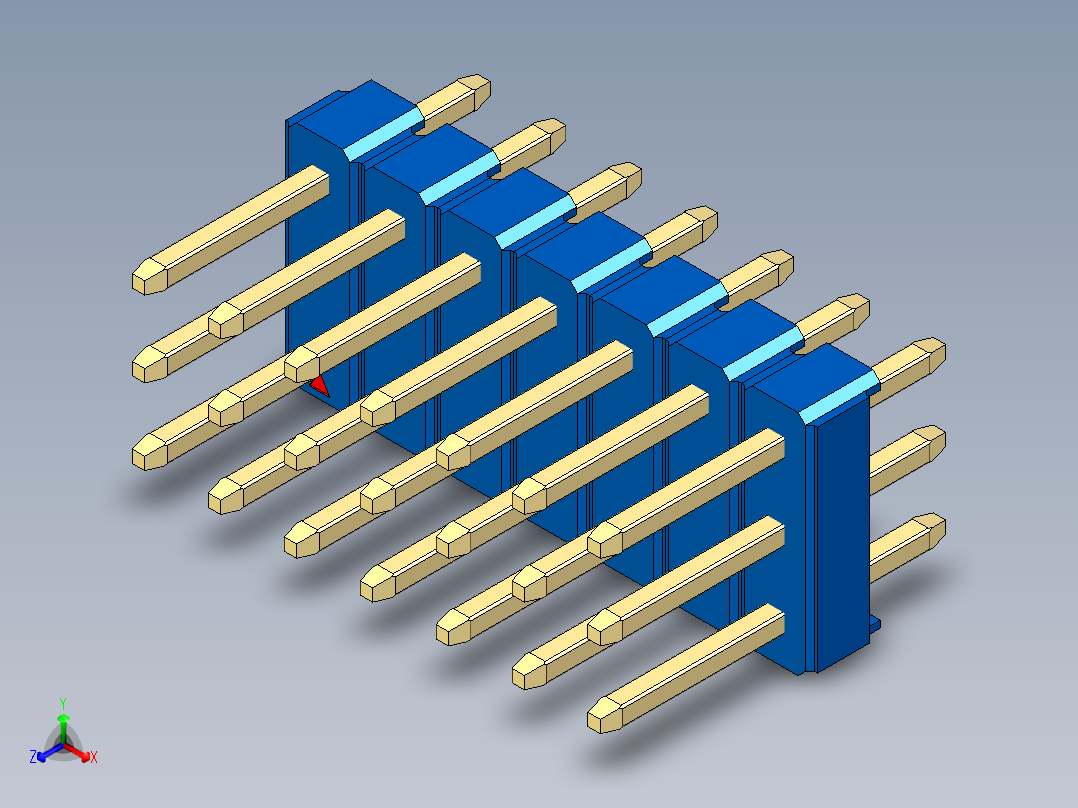 彩色公头100mil（2.54mm）系列-DS1021_blue_3x07p_100mil_Type1_rev1.0主视图