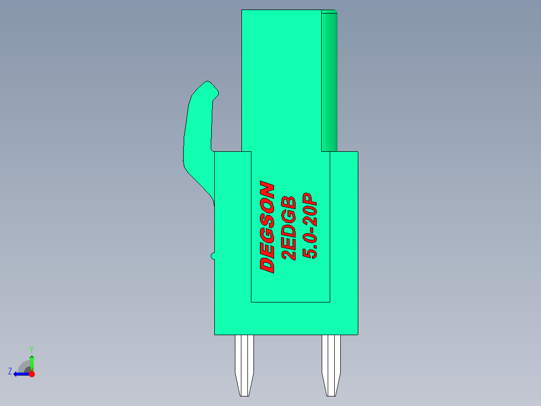 DEGSON 2EDG 系列 5.0mm 可插拔接线端子组-2EDGB-5.0-20P-14-00AH右视图