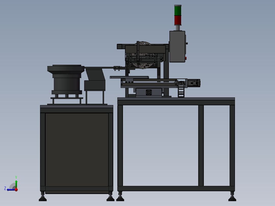985元件双振动盘凸轮机构自动包装机右视图