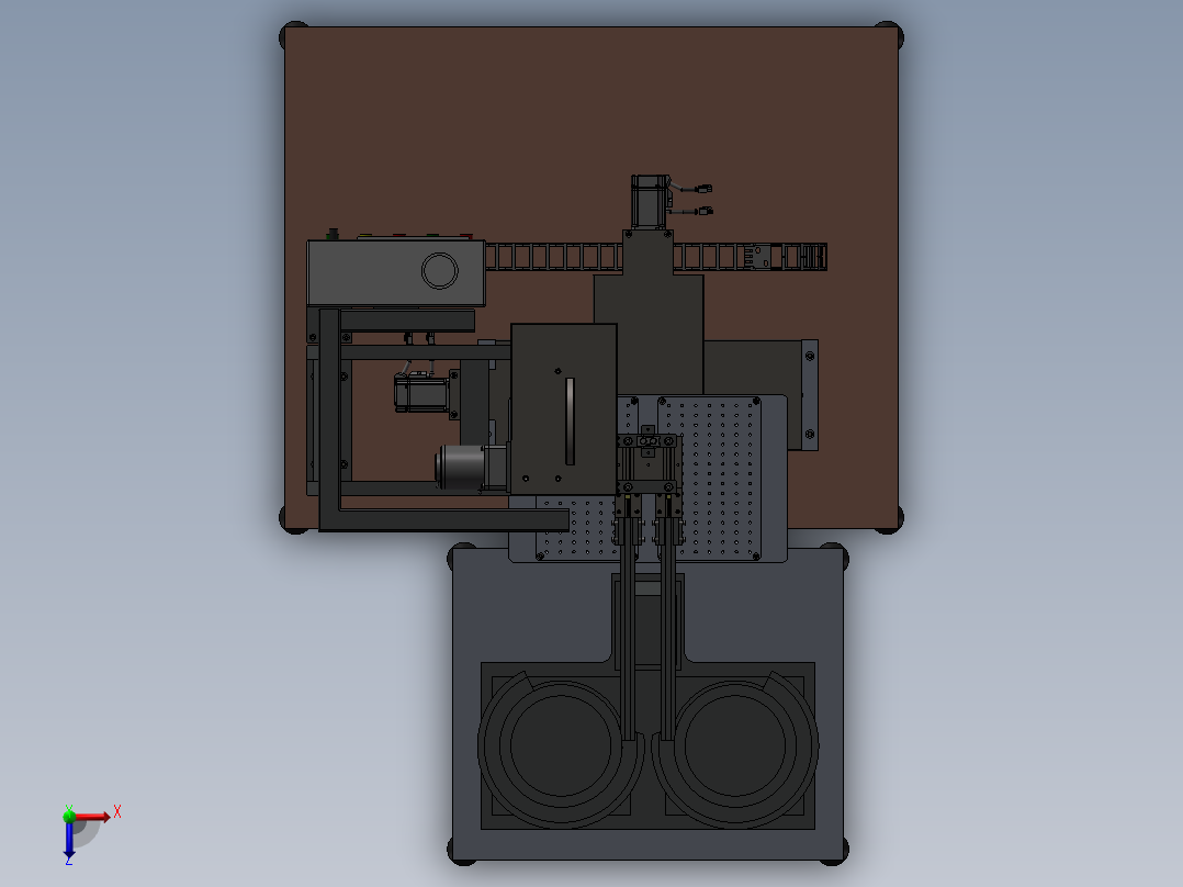 985元件双振动盘凸轮机构自动包装机俯视图