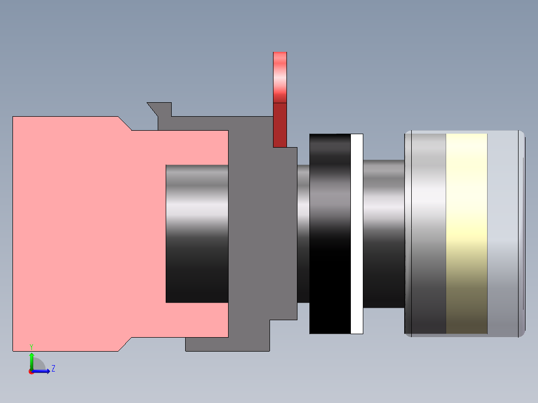 自复位按钮（带灯）YW1L-MF2E10Q4Y（24V黄）左视图